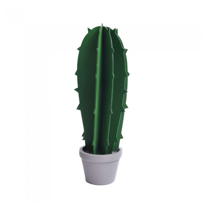 Duży drewniany kaktus w doniczce ciemnozielony