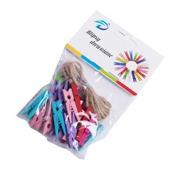 Mini klamerki drewniane kolorowe 20 sztuk spinacze drewniane, zdjęcie 3