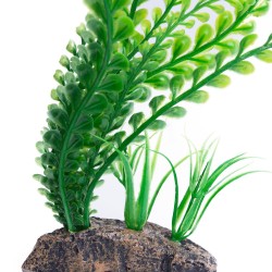 Dekoracja do akwarium sztuczne rośliny na kamieniu wys. 25 cm