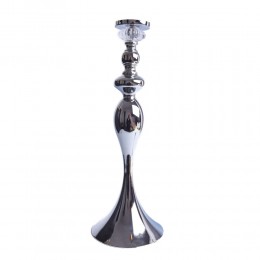 Piękny wysoki świecznik metalowy srebrny z kryształem wys. 48 cm