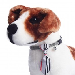Obroża dla psa kota z krawatem i dzwoneczkiem szara obwód szyi 18-28 cm