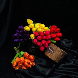 Bukiet sztucznych tulipanów czerwonych 12 szt / sztuczne tulipany, zdjęcie 3