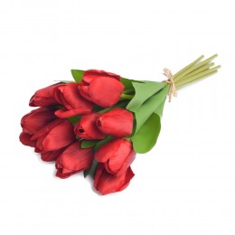 Bukiet sztucznych tulipanów czerwonych 12 szt / sztuczne tulipany