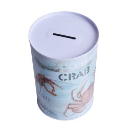 Duża skarbonka puszka metalowa dla wędkarzy dzieci CRAB krab