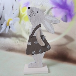 Wielkanocne dekoracje królik drewniany zając w spódnicy 16 cm, zdjęcie 4