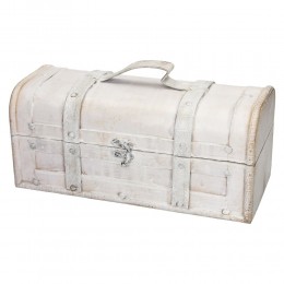 Średni drewniany kufer biały postarzany