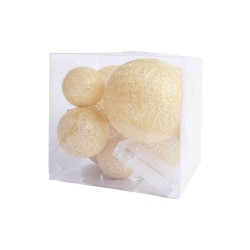 Złote Cotton Ball Lights świecące lampki kule LED 8 sztuk girlanda