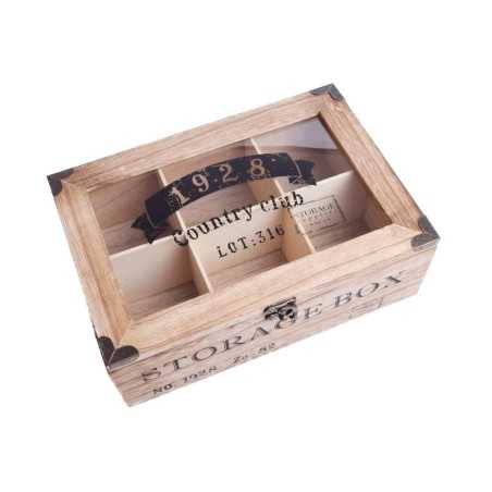 Drewniane pudełko na drobiazgi herbatę prezent STORAGE BOX