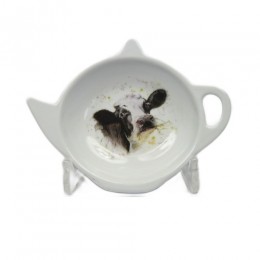 Skapek do herbaty talerzyk podkładka okapek skapka KROWA czarno biała