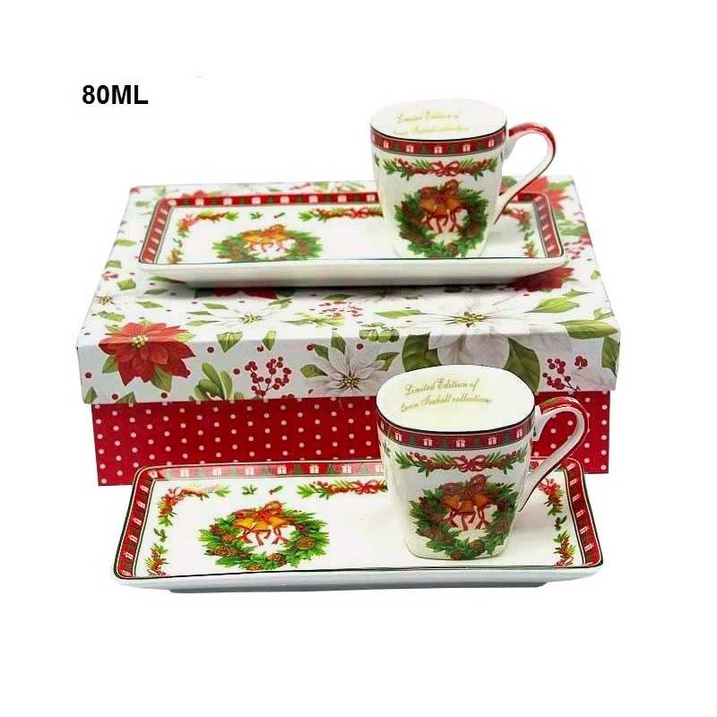 Świąteczny zestaw 2 filiżanek do espresso / komplet filiżanek 2+2 Świąteczny zestaw 2 filiżanek do espresso / komplet filiżanek 2+2