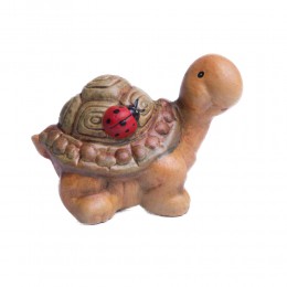 Gliniana figurka żółwia do domu ogrodu / żółw z domkiem i biedronką