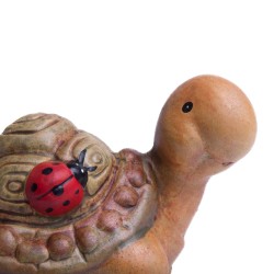 Gliniana figurka żółwia do domu ogrodu / żółw z domkiem i biedronką