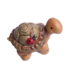 Gliniana figurka żółwia do domu ogrodu / żółw z domkiem i biedronką, zdjęcie 3