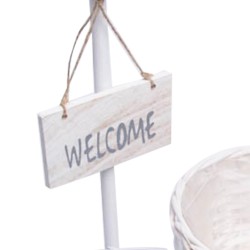 Dekoracja wiklinowa DONICZKA OSŁONKA na metalowym stojaku WELCOME