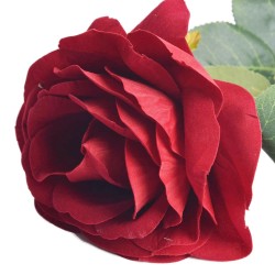 Czerwona róża sztuczna na gałązce h 65cm / sztuczny kwiat róża