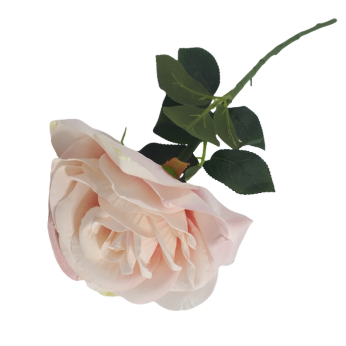 Jasnoróżowa róża sztuczna na gałązce h 65cm / sztuczny kwiat róża
