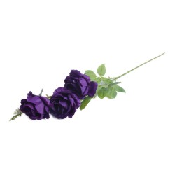 Duża fioletowa róża sztuczna gałązka z 3 kwiatami h 97 cm, zdjęcie 2