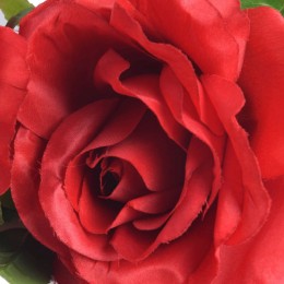 Duża czerwona róża sztuczna gałązka z 3 kwiatami h 97 cm