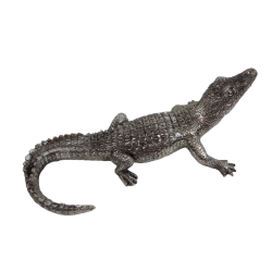 Krokodyl aligator figurka rzeźba dekoracyjna srebrna glamour 35cm