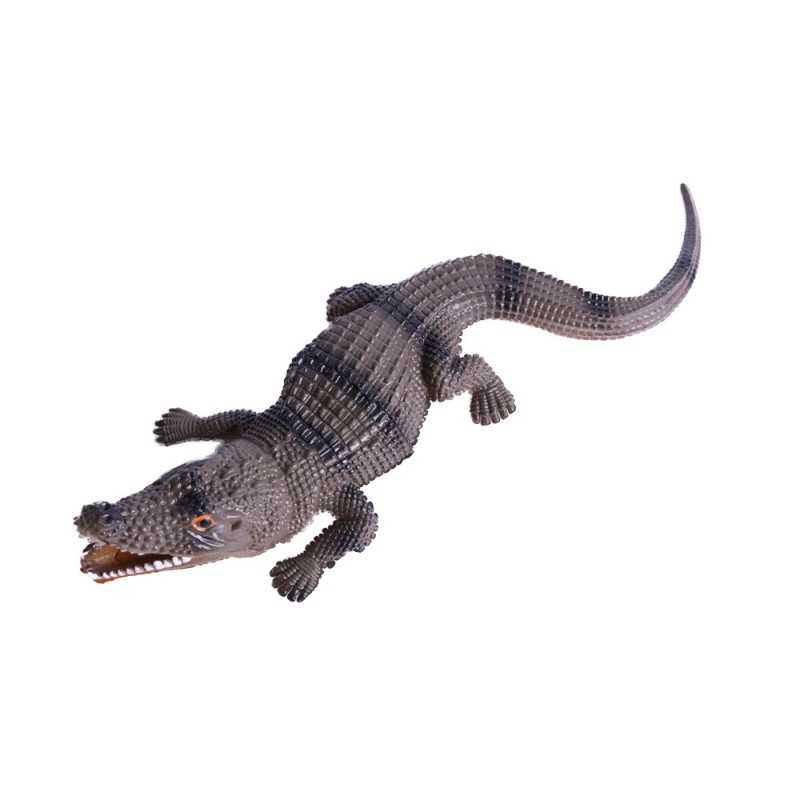 Brązowy krokodyl aligator gumowa zabawka dla dziecka dł. 31cm