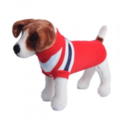 Golf sweterek ubranko dla psa na zimę czerwone w paseczki
