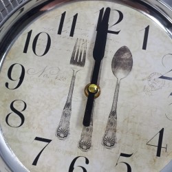 Srebrny zegar ścienny do kuchni SZTUĆCE / zegar kuchenny wiszący ŁYŻKA, zdjęcie 4