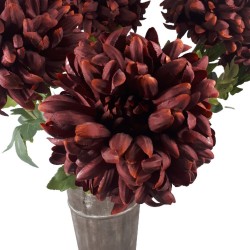 Duża chryzantema sztuczna BRĄZOWA gałązka 75 cm / sztuczne chryzantemy