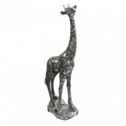 Figurka dekoracyjna żyrafy 35 cm / rzeźba żyrafa srebrna glamour