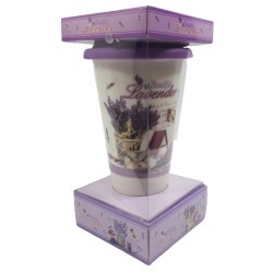 Ceramiczny kubek z silikonową przykrywką 400 ml na prezent LAWENDA, zdjęcie 4
