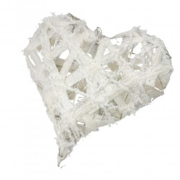Dekoracja świąteczna serce led metalowe białe z brokatem 29cm