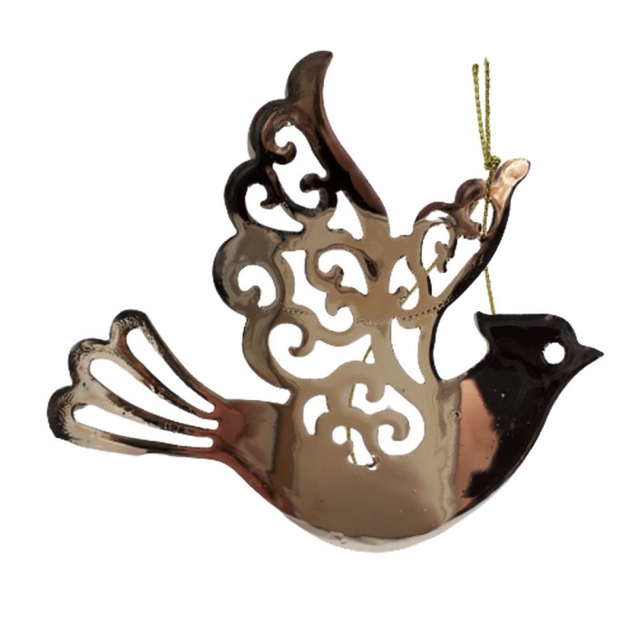 Złoty ptaszek metalowy zawieszka na choinkę ozdoba dekoracja