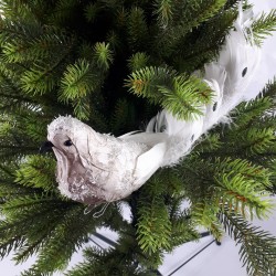 Duży dekoracyjny biały paw na klipsie / paw z klipsem dekoracja ozdoba, zdjęcie 3