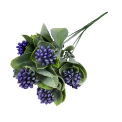 Sztuczna gałązka z jagodami 30cm / sztuczne kwiaty fioletowe kuleczki, zdjęcie 3
