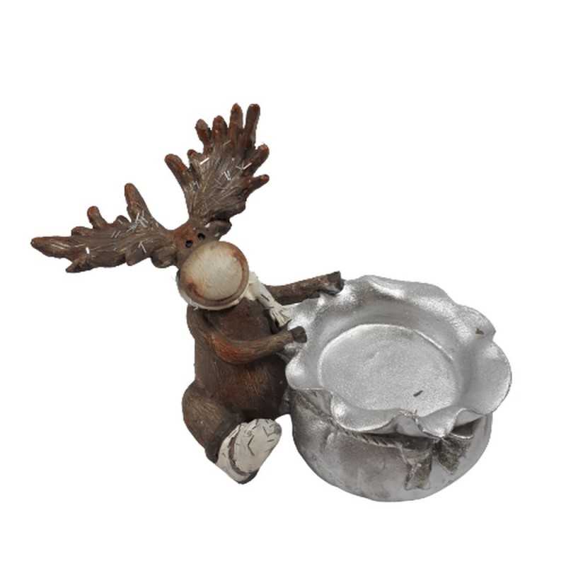 Świecznik świąteczny tealight figurka RENIFER z workiem prezentów Świecznik świąteczny tealight figurka RENIFER z workiem prezentów