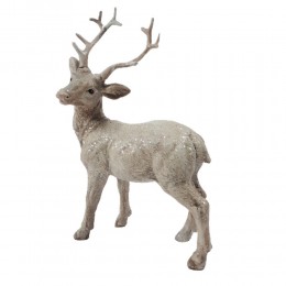 Figurka świąteczna srebrny jeleń stojący 17x12cm