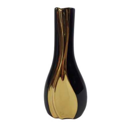 Nowoczesny wazon ceramiczny czarno złoty h 20cm