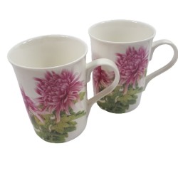 Zestaw 2 kubków ceramicznych na prezent CHRYZANTEMA