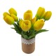 Mały bukiet sztucznych tulipanów żółtych / gumowe tulipany jak żywe
