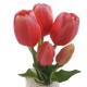 Mały bukiet sztucznych tulipanów różowych / gumowe tulipany jak żywe