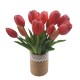 Mały bukiet sztucznych tulipanów różowych / gumowe tulipany jak żywe