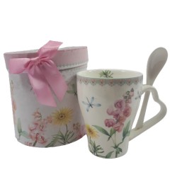 Kubek ceramiczny z łyżeczką w kartoniku ŁĄKA poj. 320ml