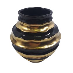 Nowoczesny wazon dekoracyjny GLAMOUR / wazon czarno złoty h 20cm, zdjęcie 3