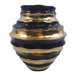 Nowoczesny wazon dekoracyjny GLAMOUR / wazon czarno złoty h 20cm