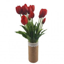 Czerwone sztuczne tulipany gumowe bukiet / tulipan gumowy 5 szt.