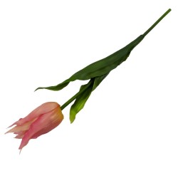 Sztuczny tulipan papuzi różowy 42 cm / tulipan gumowy