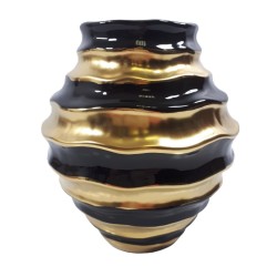 Nowoczesny wazon dekoracyjny GLAMOUR / wazon czarno złoty h 15cm, zdjęcie 3