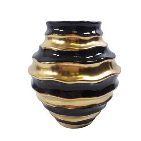 Nowoczesny wazon dekoracyjny GLAMOUR / wazon czarno złoty h 15cm