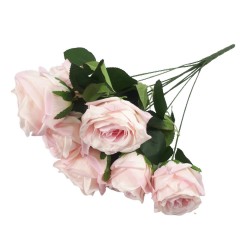 Bukiet sztucznych róż herbacianych pudrowy róż 9 szt. wys. 45 cm, zdjęcie 3