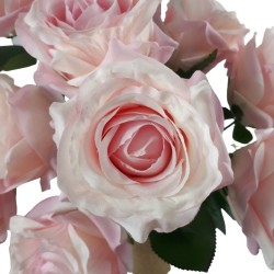 Bukiet sztucznych róż herbacianych pudrowy róż 9 szt. wys. 45 cm, zdjęcie 4