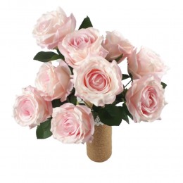 Bukiet sztucznych róż herbacianych pudrowy róż 9 szt. wys. 45 cm